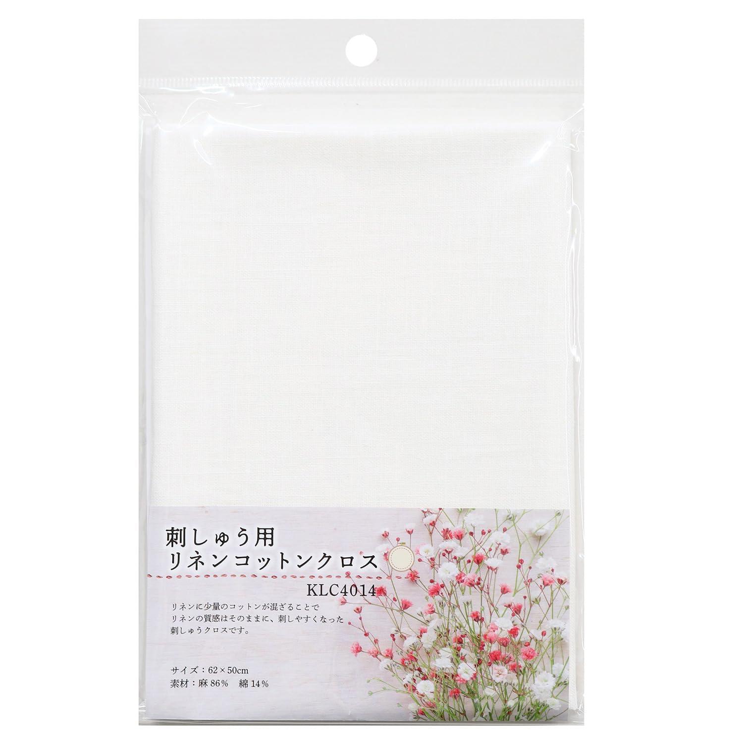 Nippon Chuko Embroidery Linen Cotton Cloth Approx. 62×50cm Off-White KLC4014-OW