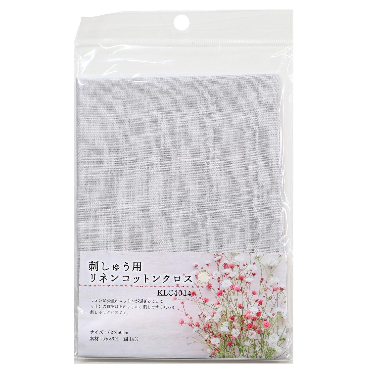 Nippon Chuko Embroidery Linen Cotton Cloth Approx. 62×50cm Gray KLC4014-GR