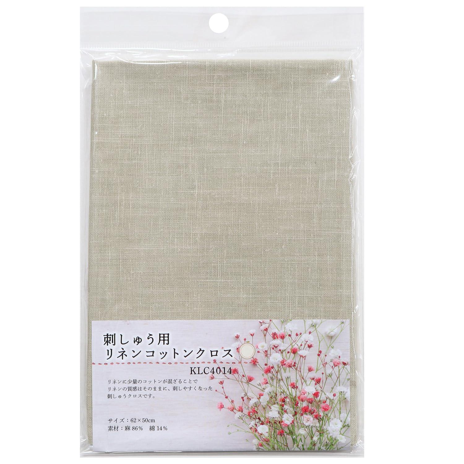 Nippon Chuko Embroidery Linen Cotton Cloth Approx. 62×50cm Natural KLC4014-NN