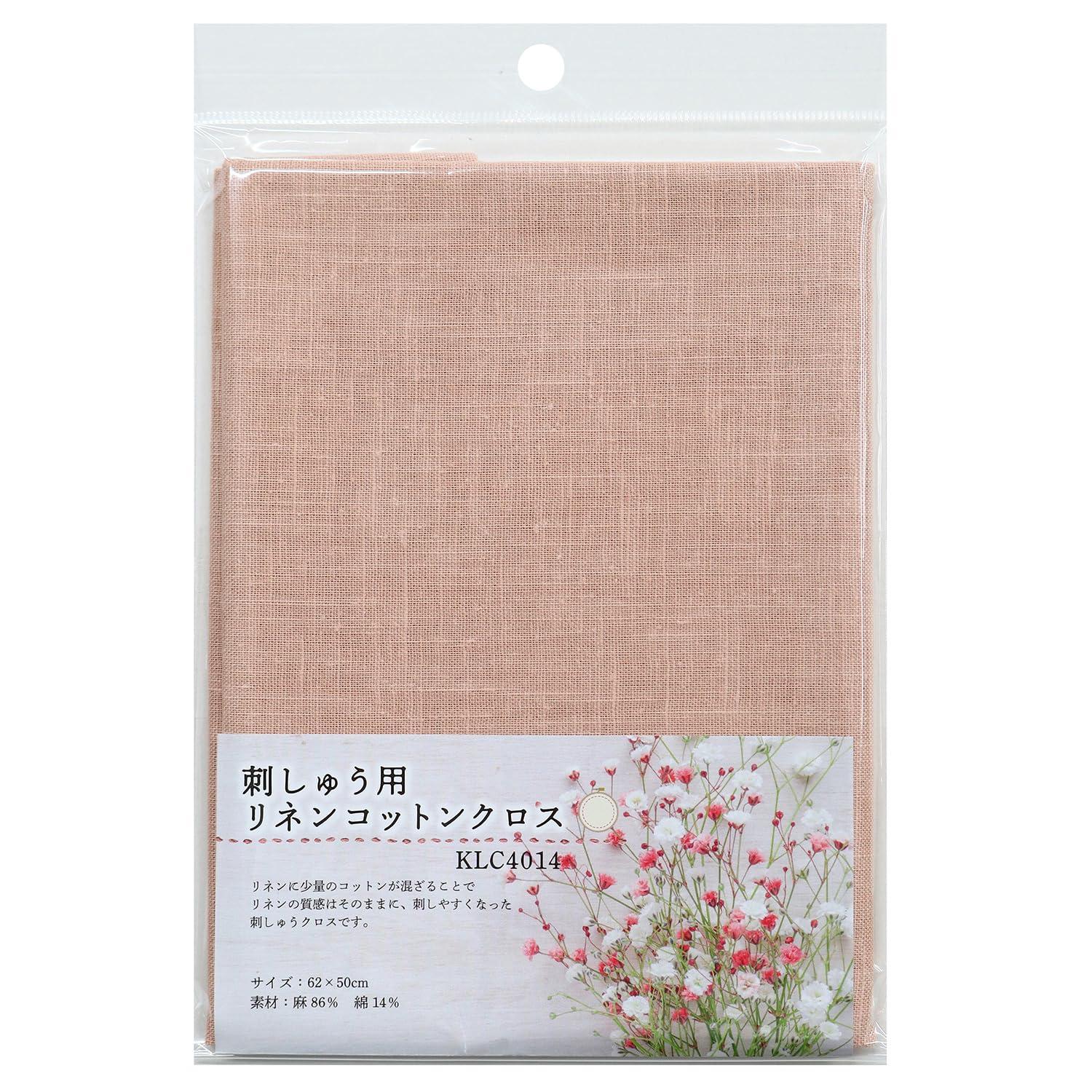 Nippon Chuko Embroidery Linen Cotton Cloth Approx. 62×50cm Light Pink KLC4014-LP