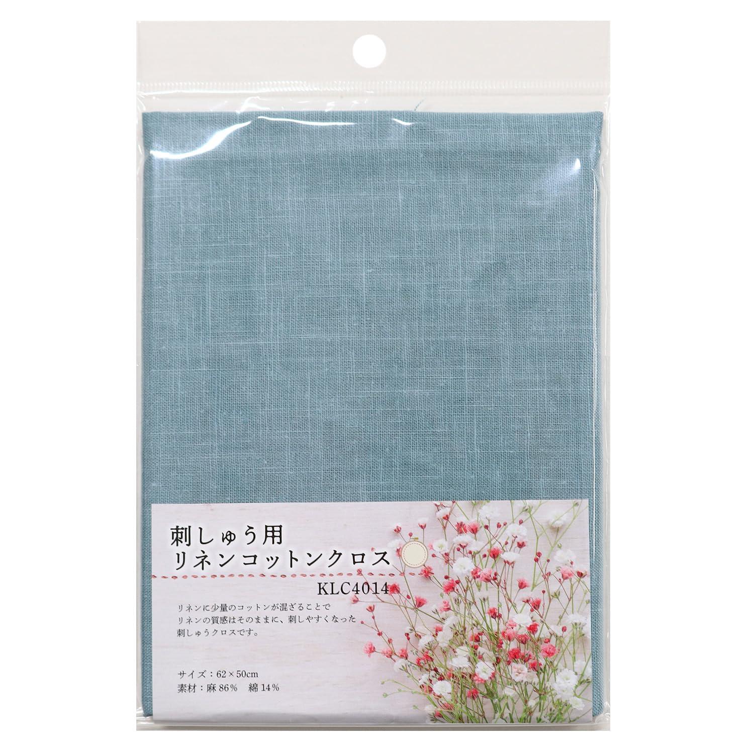 Nippon Chuko Embroidery Linen Cotton Cloth Approx. 62×50cm Ice Blue KLC4014-IB