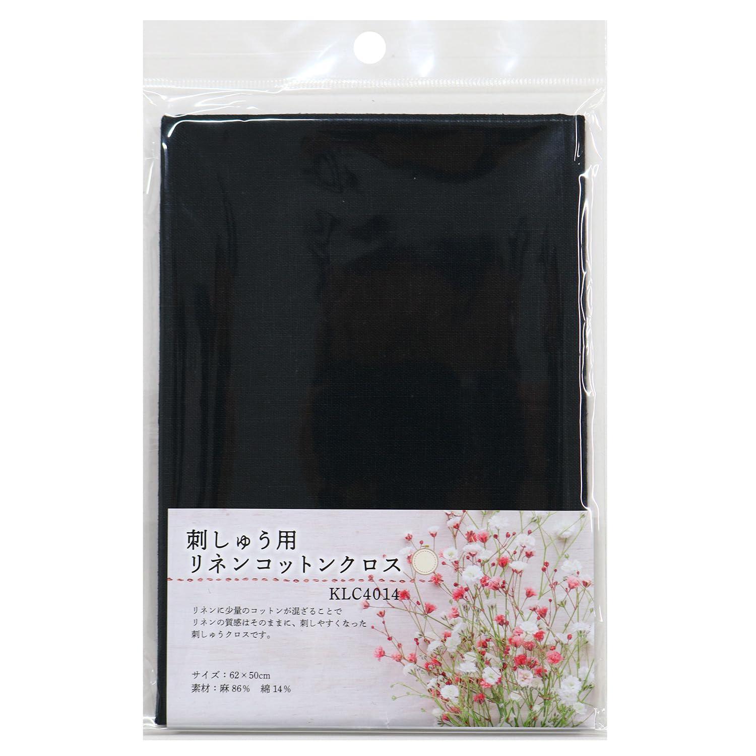 Nippon Chuko Embroidery Linen Cotton Cloth Approx. 62×50cm Black KLC4014-BK