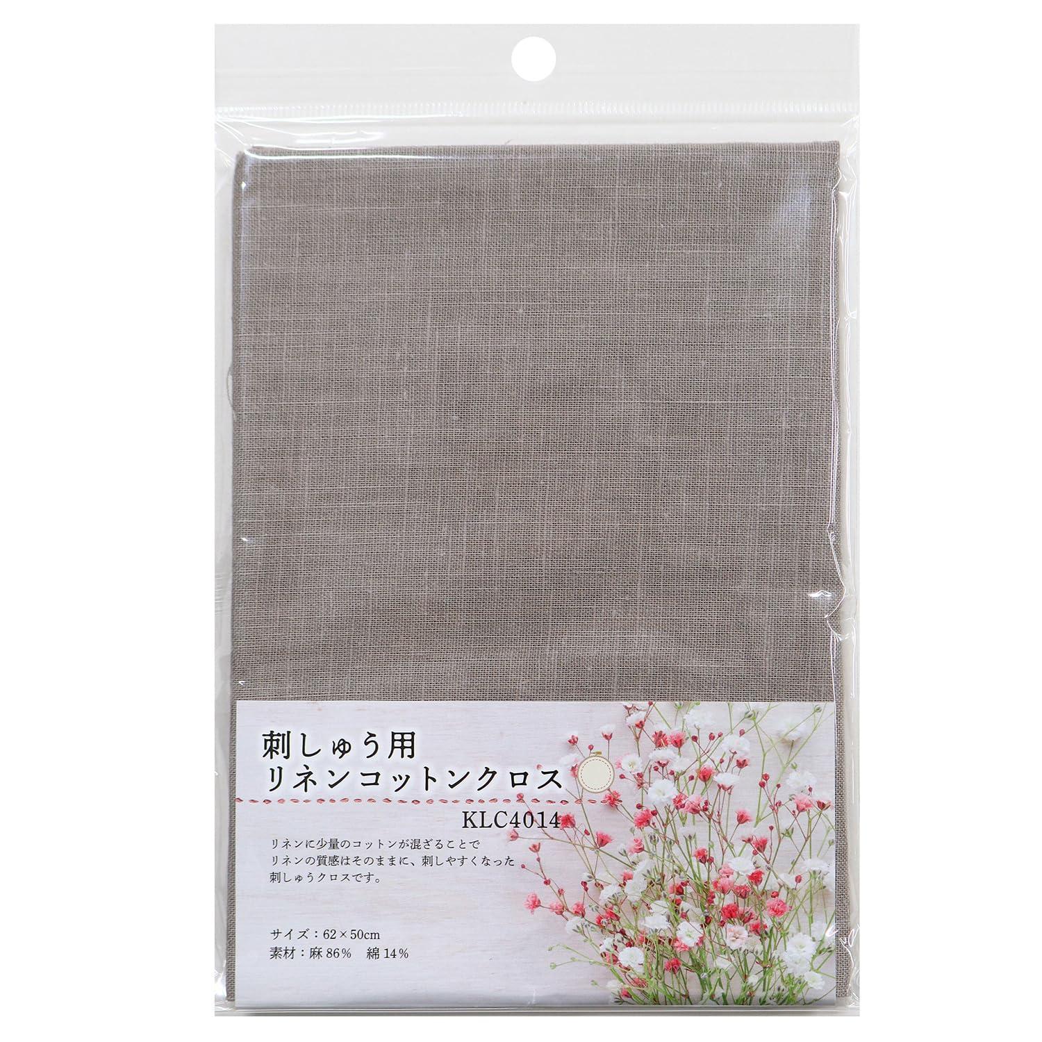 Nippon Chuko Embroidery Linen Cotton Cloth Approx. 62×50cm Warm Gray KLC4014-WG