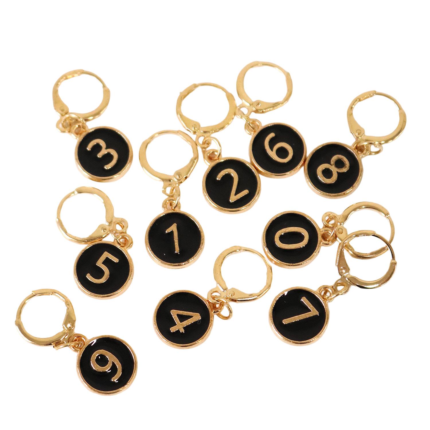 Nippon Chuko Numbering Stitch Markers Approx. 3×1.1cm 10 pcs. per pack in same color Black CKT22844