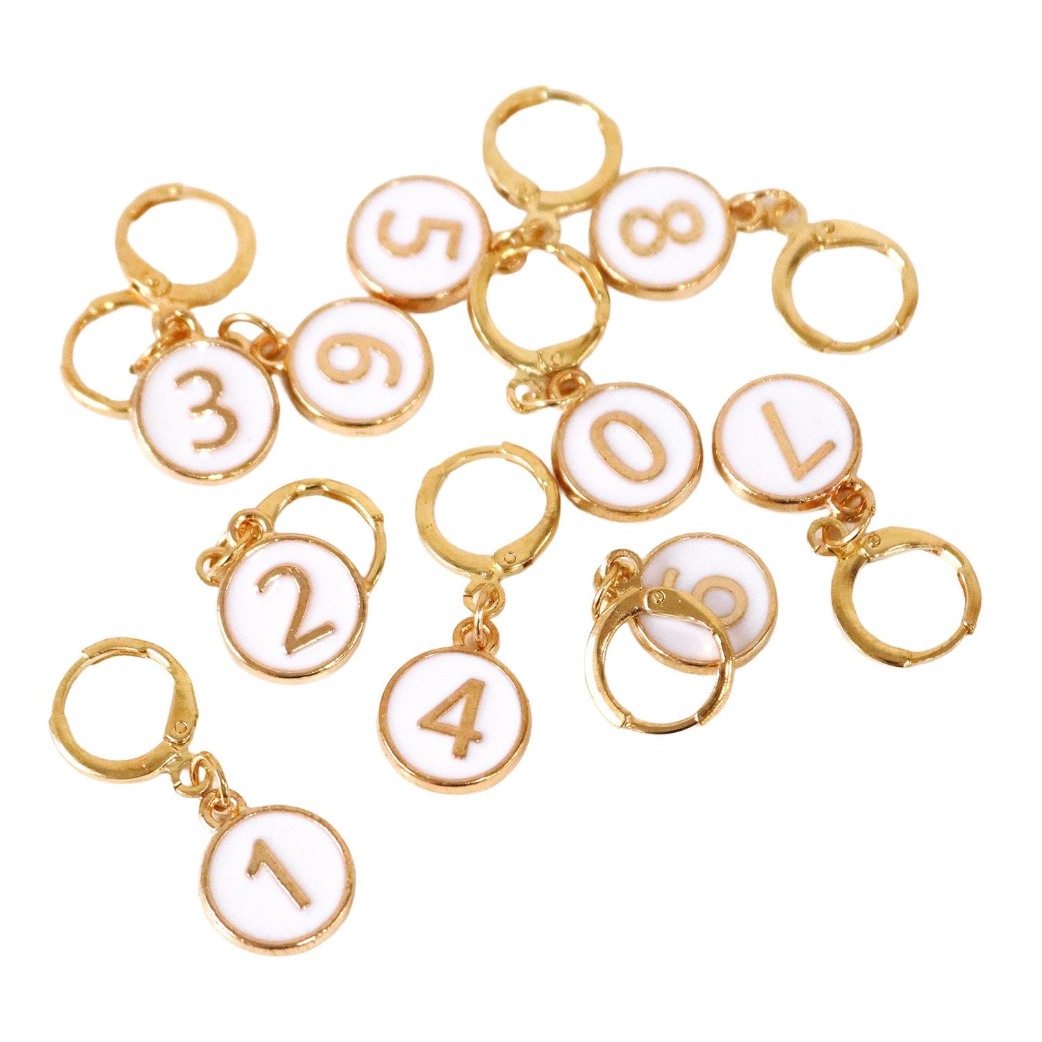 Nippon Chuko Numbering Stitch Markers Approx. 3×1.1cm 10 pcs. per pack in matching color White CKT22848