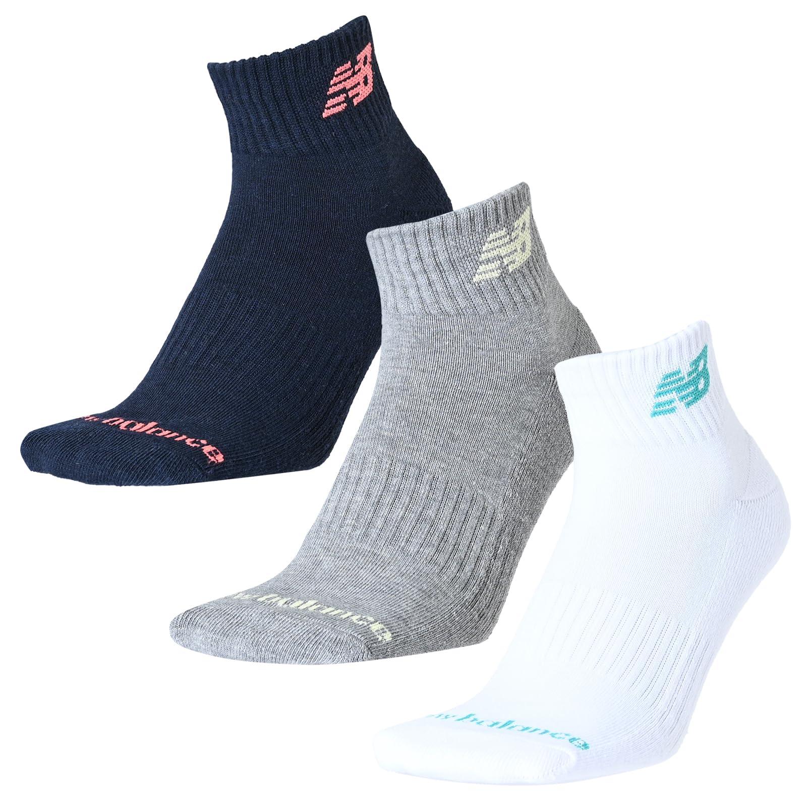 [New Balance] Men's Mid-Length 3-Pack Socks (LAS55637) Socks 3 Pairs 3 Packs WM (White Multi) L