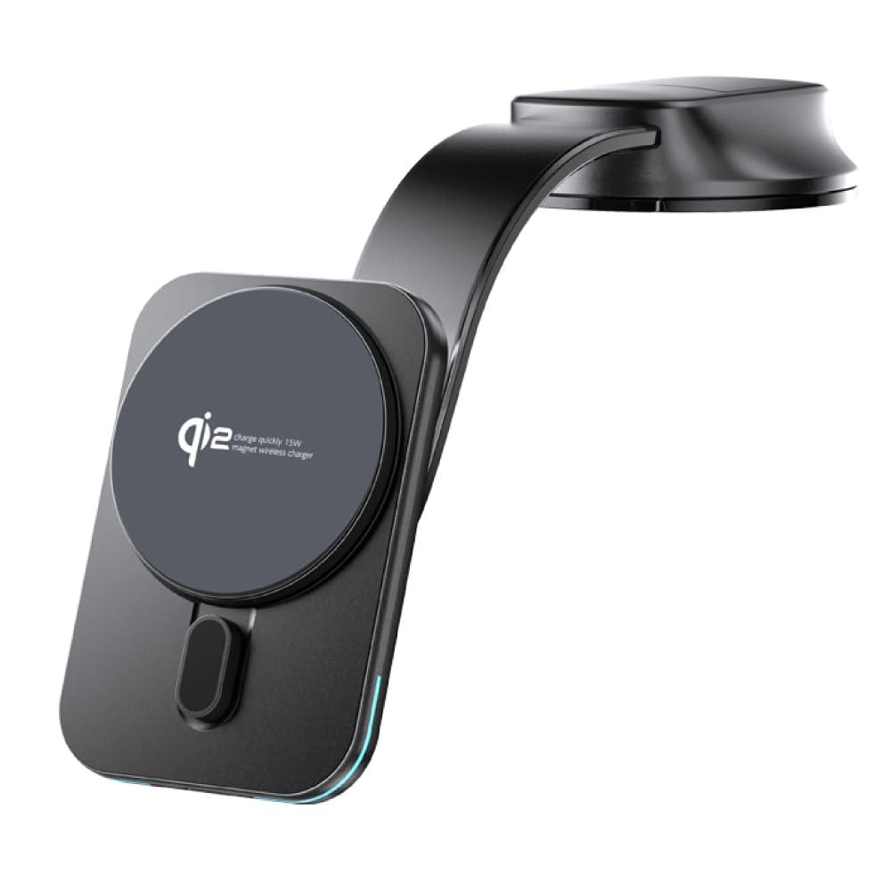 Qi2 Fast Magnetic Wireless Charger 15W 5/9/13V Low-Angle Suction Cup Type USB Type-A to Type-C Cable iPhone Fast Charging Easy Attachment ARCS X-351