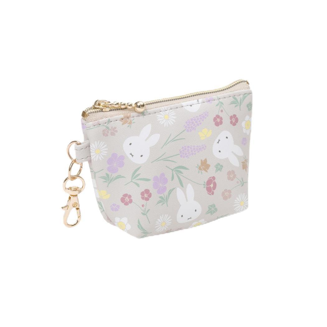 miffy floral pattern micro trapezoid pouch / beige