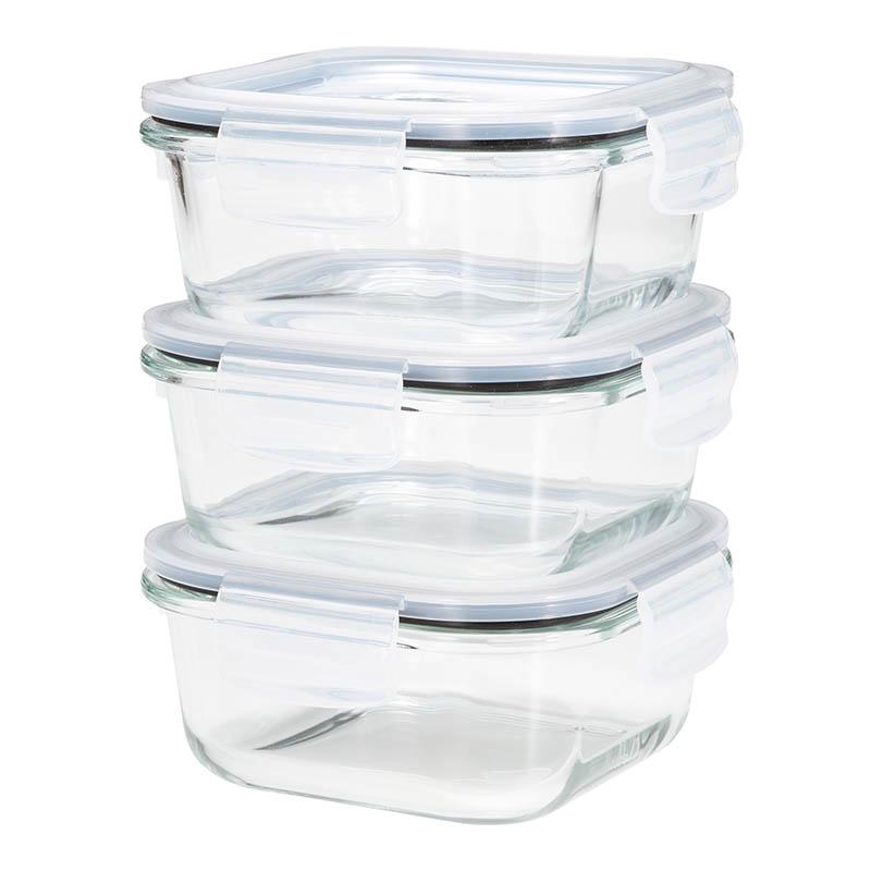 atomico Heat-Resistant Glass Storage Container 3P/Square