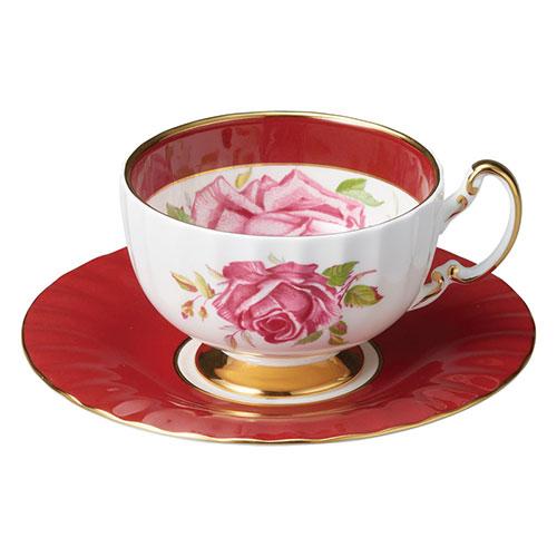 Ainsley Rosa Centifolia Teacup & Saucer Red  22607003