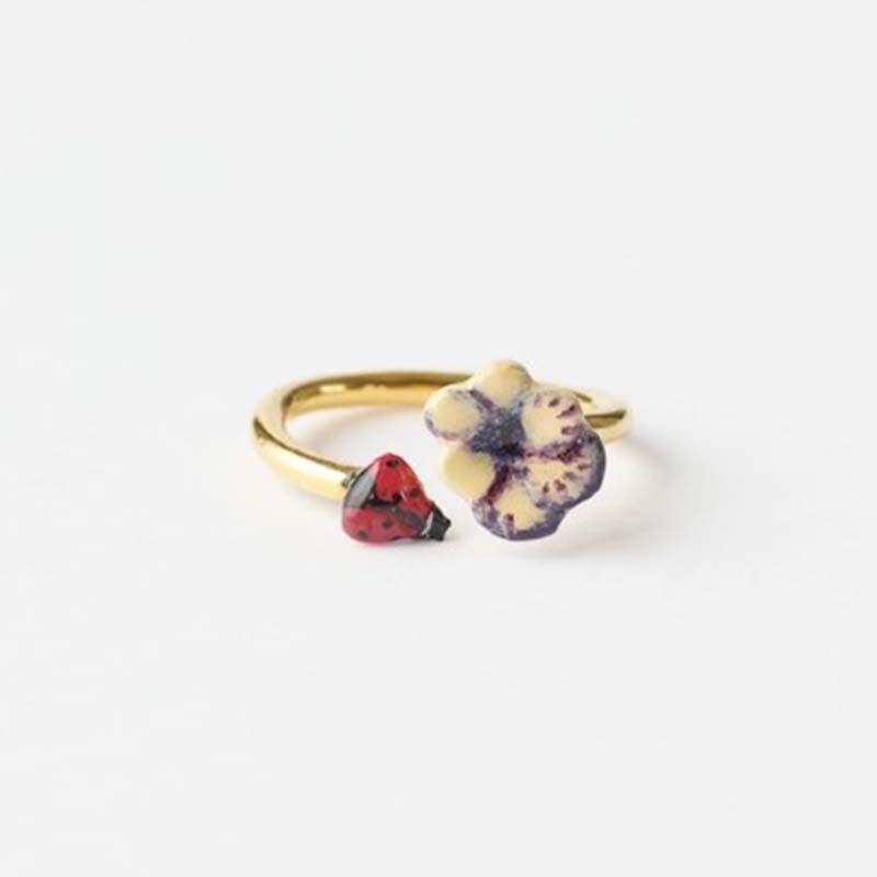 Nathalie Lete Two Motifs Ring Pansy Size: 13