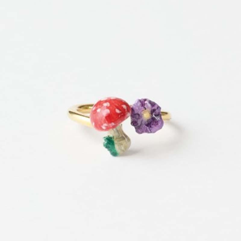 Nathalie Lete Two Motifs Ring Mushroom Size: 13