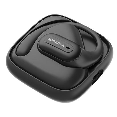 NAGAOKA Open-Ear Wireless Earphones Doesn't Block Your Ears / Compact Design Mild Black NOW10MBK