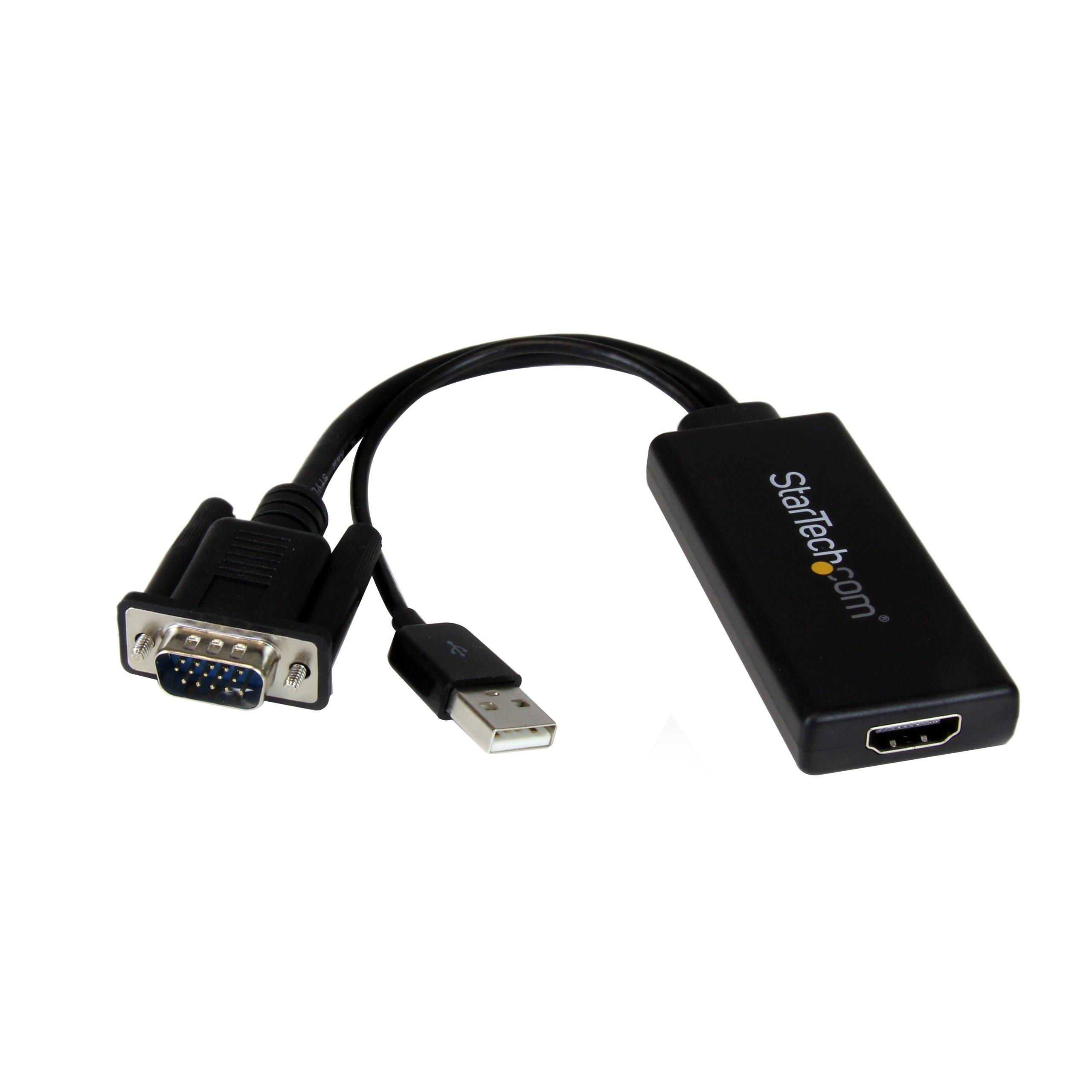 StarTech.com VGA to HDMI Conversion Adapter (USB Audio & Bus-Powered) Portable Analog RGB (VGA) VGA2HDU 1 Unit