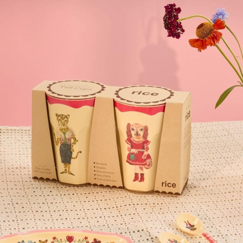 rice & Nathalie Lete Melamine Cup Tall 2-Piece Set*RED