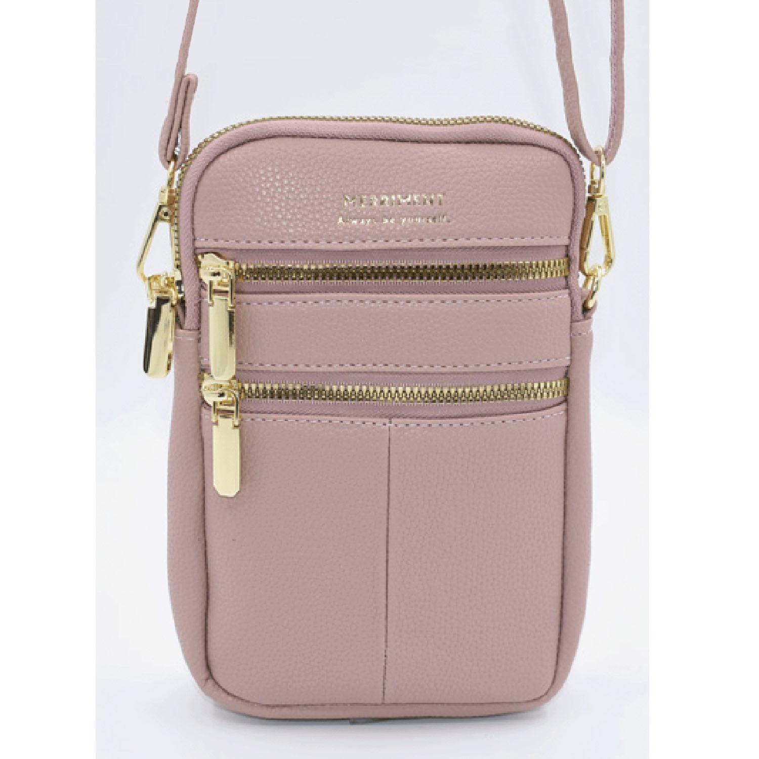 Double-Zip Mini Shoulder Bag - Pink