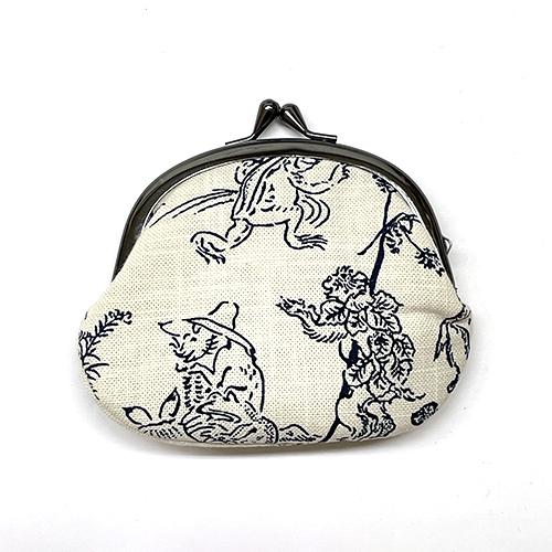 White Bird and Beast Play Picture Gamaguchi Coin Purse