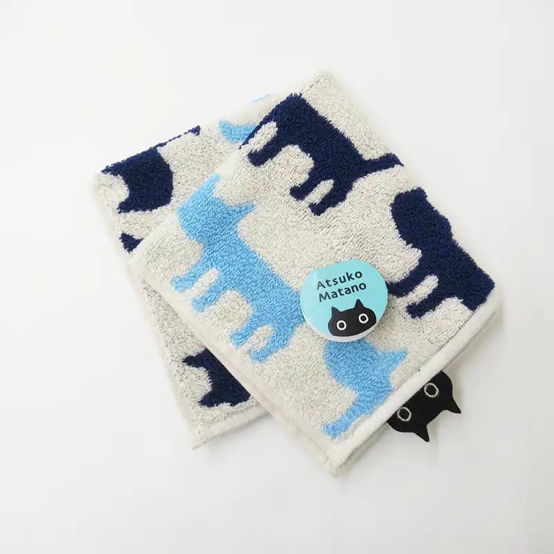 Atsuko Matano / Towel Handkerchief Silhouette Cat Blue