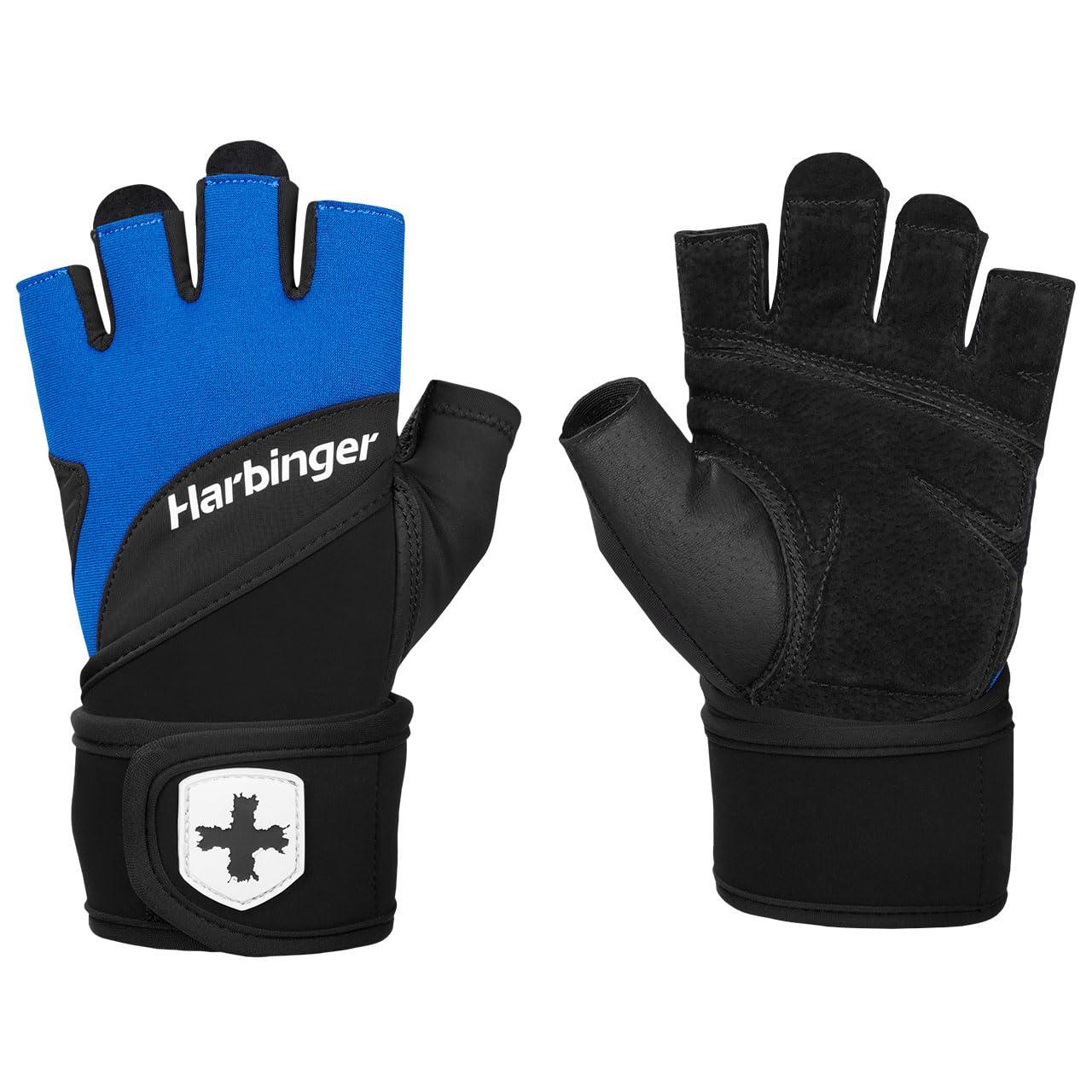 Harbinger Training Gloves for Weight Training and Heavy Lifting Training Wrist Wrap Gloves 2.0 Blue XL (Wrist Circumference: 21.6-24cm) 22298