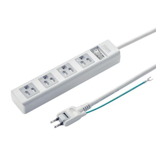 AC125V/15A x 2.5m Tap (4 outlets / 3-pin / with master switch)