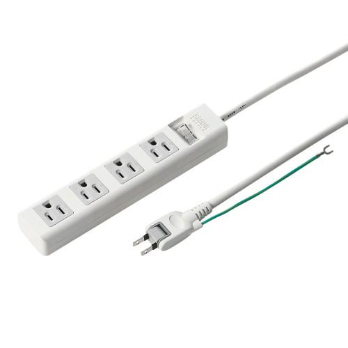 AC125V/15A x 2.5m Tap (4 outlets / 3-pin / with master switch)