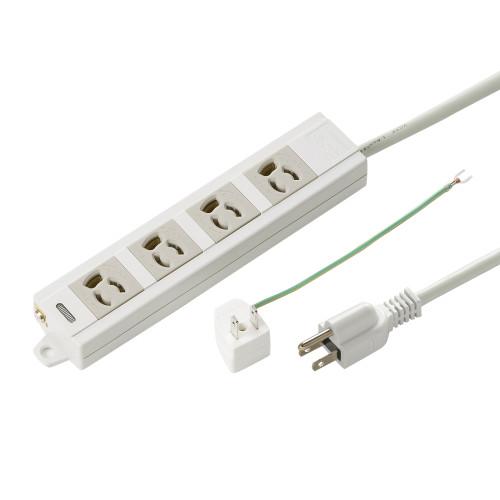 AC125V/15A x 1m Tap (4 outlets / 3-pin / with conversion adapter)