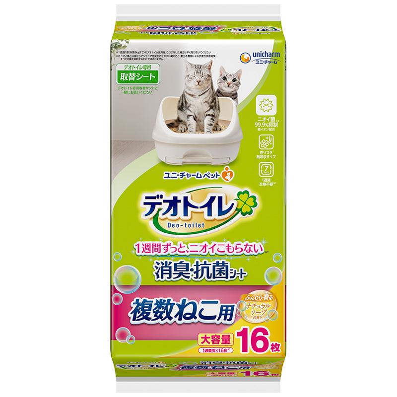 DeoToilet Multi-Cat Use Softly Scented Deodorizing & Antibacterial Sheets Natural Soap Scent 16 Sheets