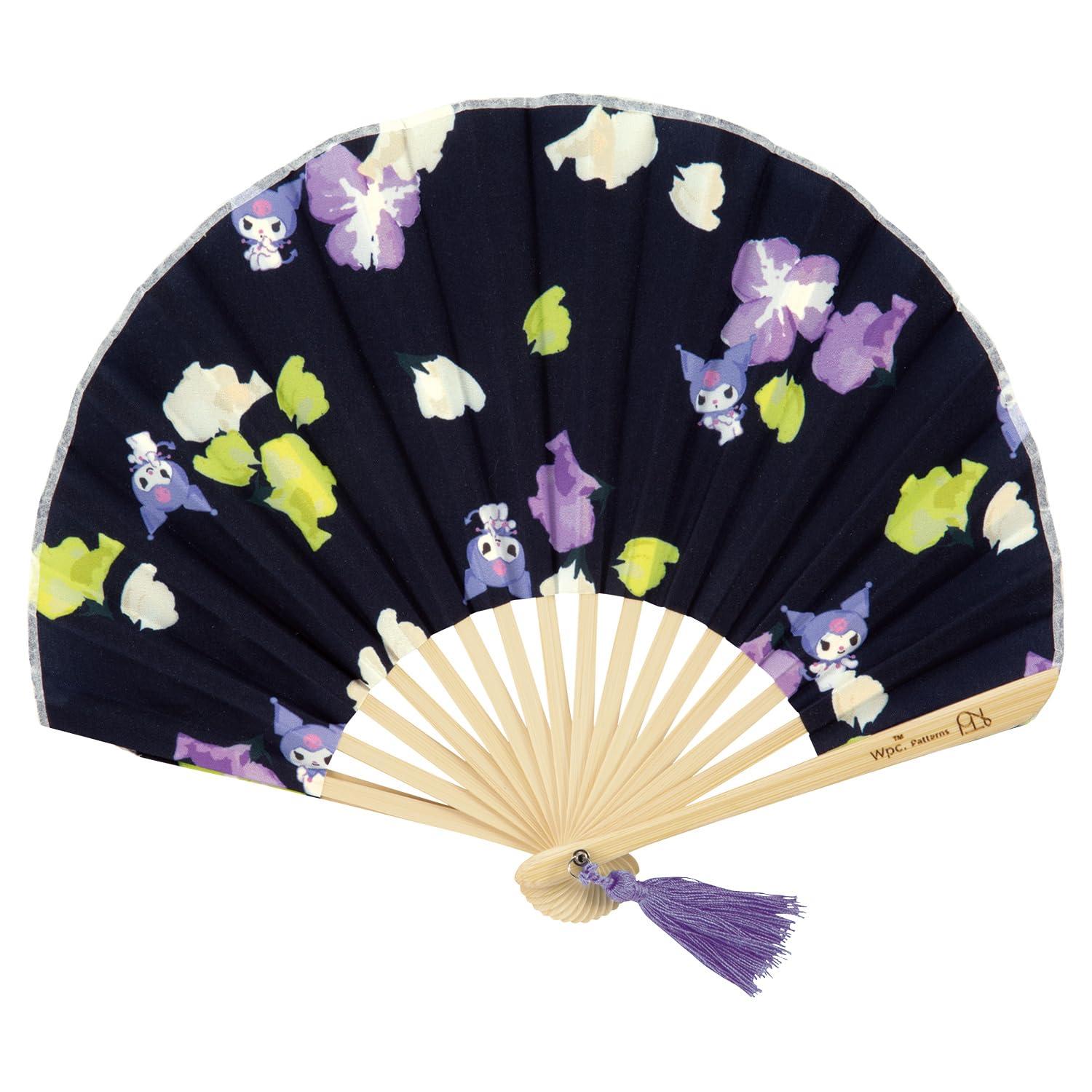 Wpc. Patterns Sanrio Characters × Wpc. Patterns Gift Box Folding Fan Sweet Pea Navy (Kuromi) W084-SA28-204