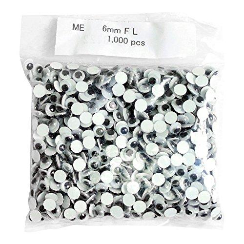 Japan Button Trading Moving Eye Adhesive 1000-Piece Pack 6mm Black CE103-1000