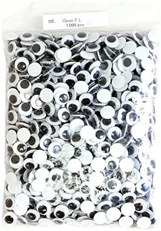 Japan Button Trading Moving Eye Adhesive 1000-Piece Pack 15mm Black CE109-1000