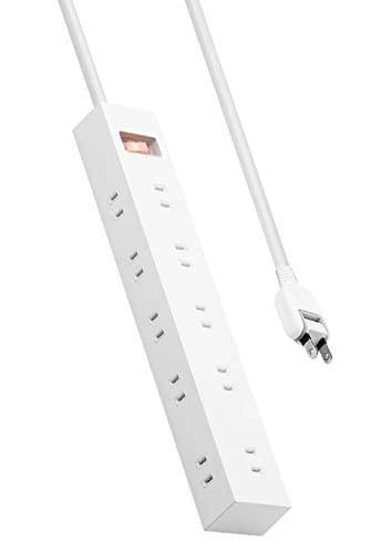 ELECOM Power Strip 10 Outlets Dual-Faced Plugs 5m with Magnets and Dust Shutters Swing Plugs Surge Protection Master Switch Compact White ECT-1550WH