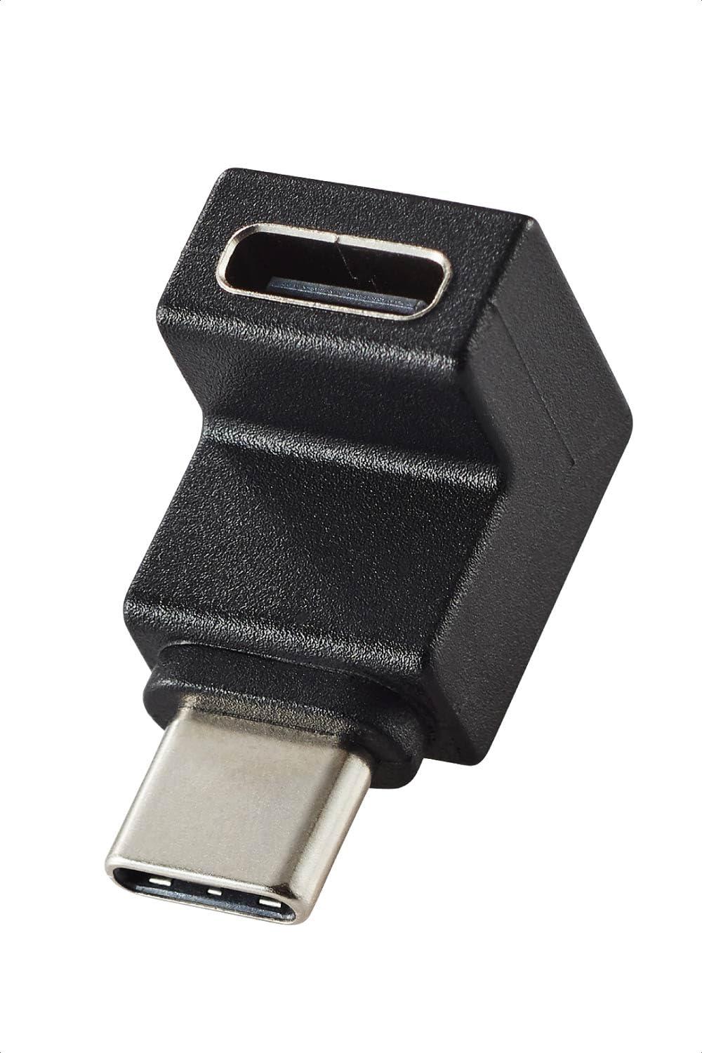 ELECOM Type-C Adapter L-Shaped Vertical USB-C to C Conversion Connector USB3.2 (Gen2) 10Gbps 60W Black AD-CFCML02BK