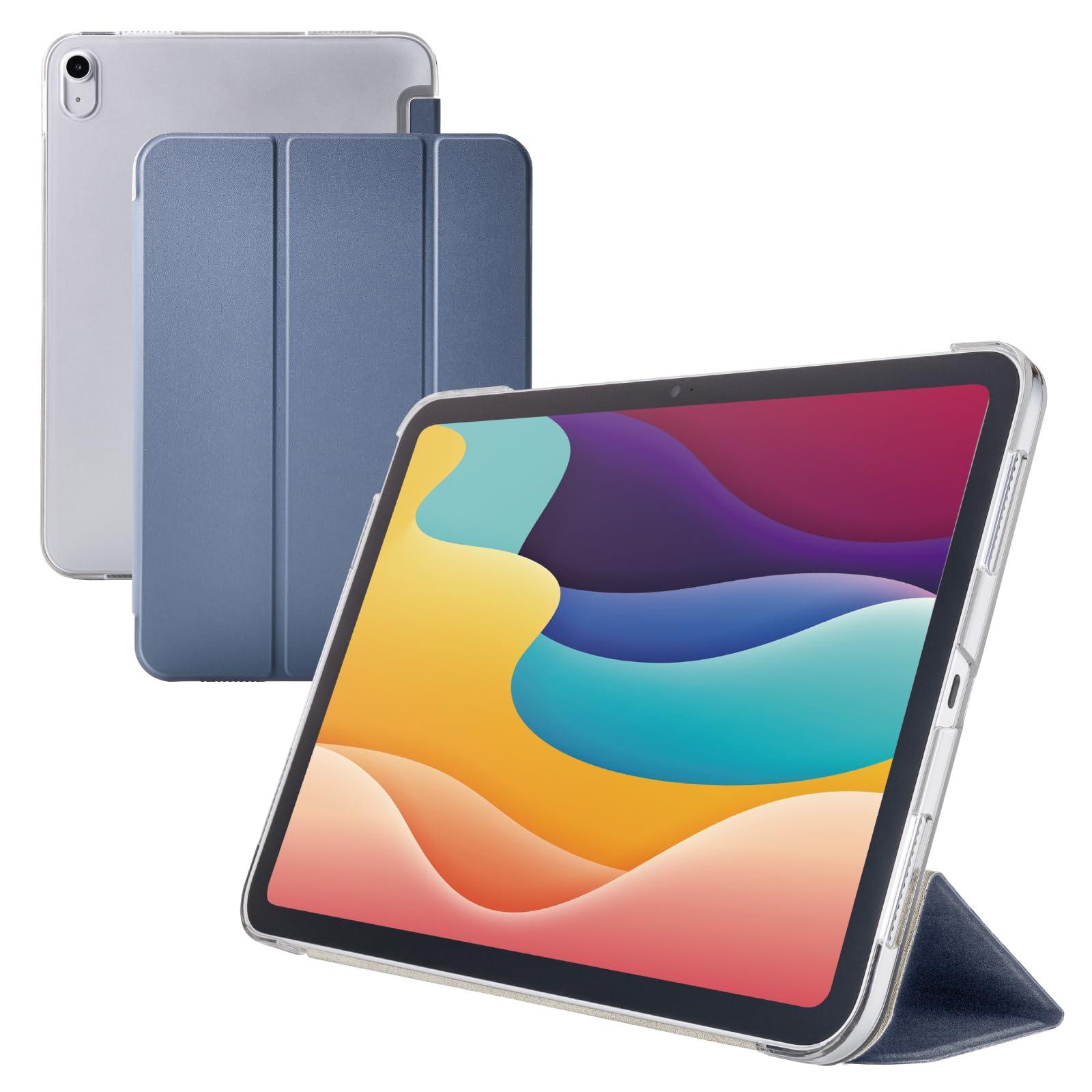 ELECOM iPad A16 11th Generation 11-inch 2025 10.9-inch 10th Generation 2022 Case with Two Adjustable Angles and Flap Clear Case Sleep Mode Navy TB-A25RWVBG