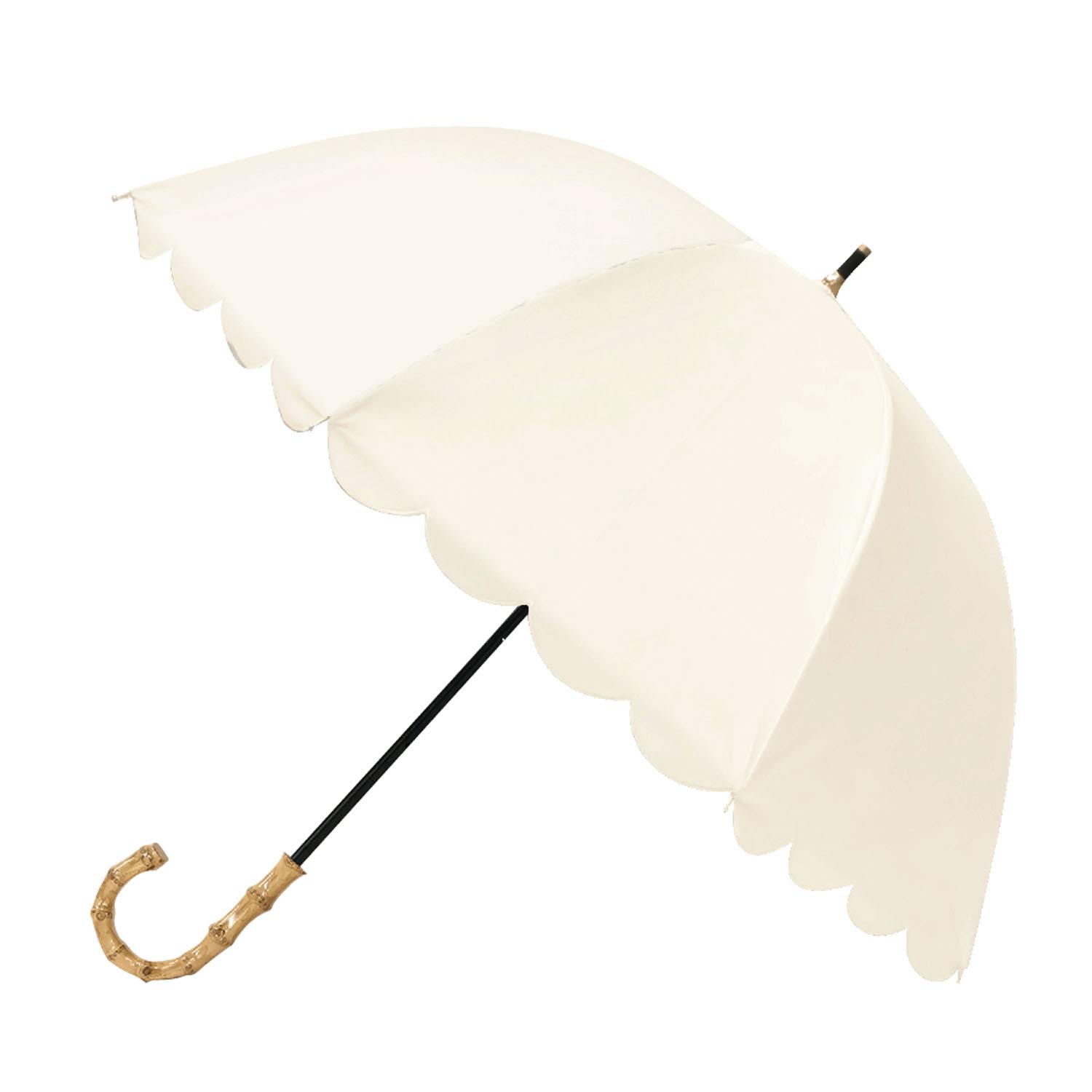 pink trick PT Full UV Protection Deep-Canopy Long Umbrella/Scallop Off-White 210522