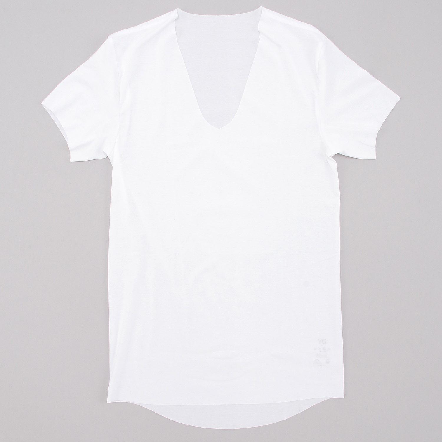 GUNZE YG CUTOFF V-Neck T-Shirt White M