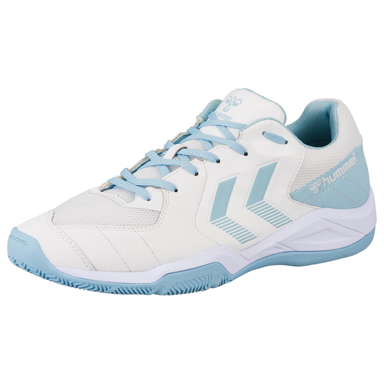 Hummel Handball Shoes Indoor Shooter 6 White × Light Blue (1067) 28.5 cm