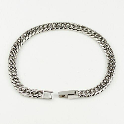 CrazyAngel 6-Face Double Kippei Chain Bracelet Hypoallergenic Stainless Steel 316L 18cm CA-981