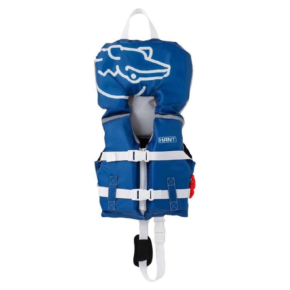 HANT Life Vest with Hood 90-110cm XS Navy Blue HBL-44131 Includes Rescue Whistle Crotch Strap Unisex Children's/Baby High Buoyancy