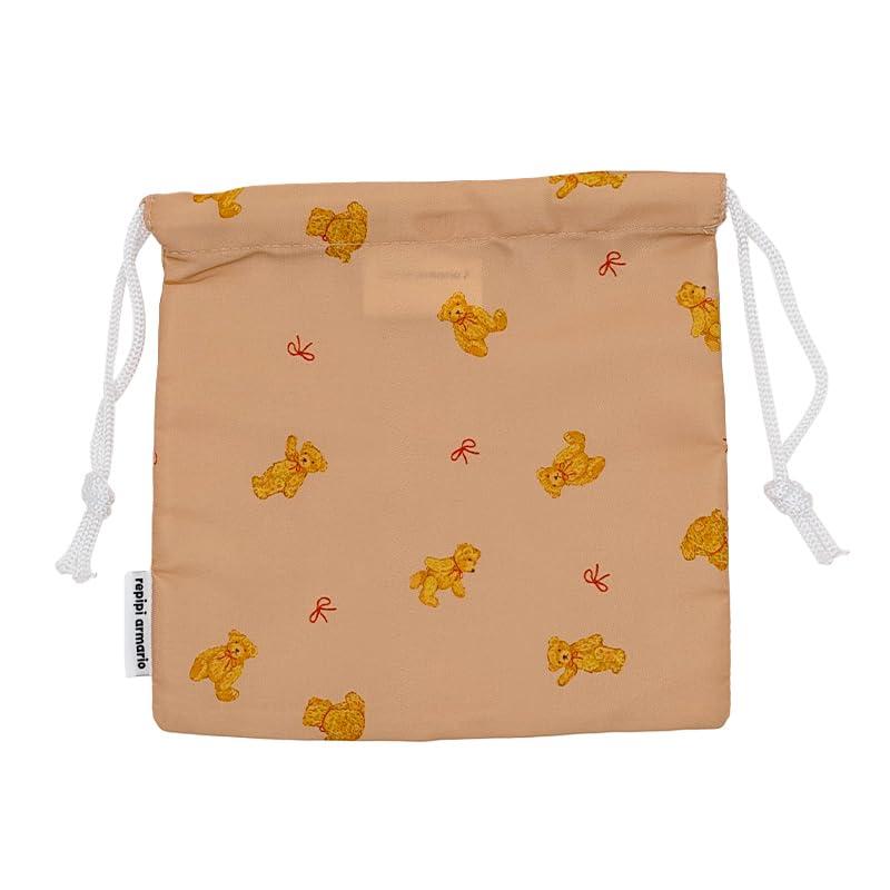 [Repipi Armario] Lunch Bag Drawstring Pouch for Girls Kids One Size Fits All A: Brown (Bear)