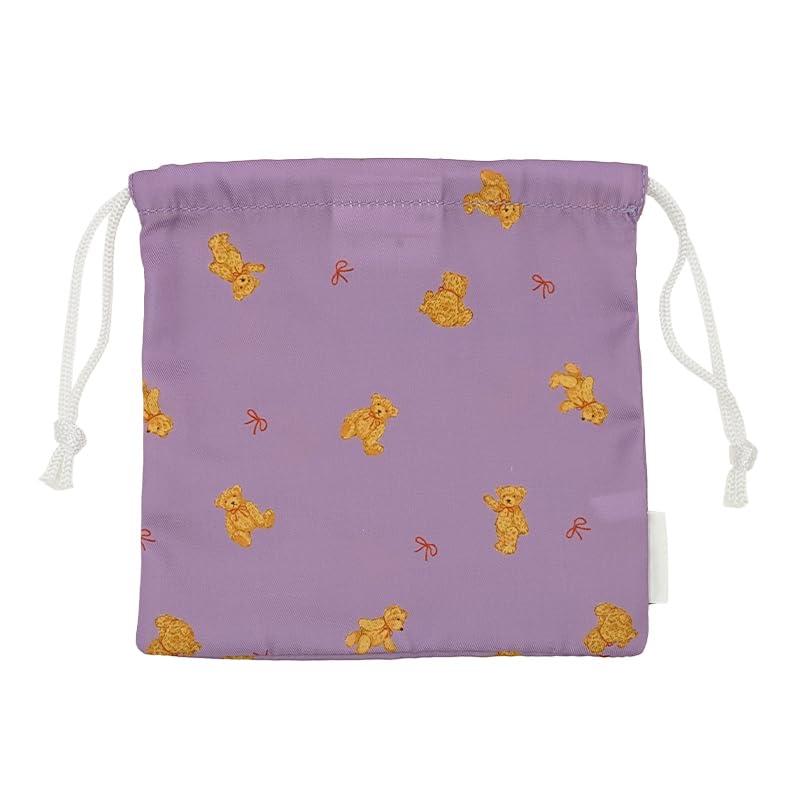 [Repipi Armario] Lunch Bag Drawstring Pouch for Girls Kids One Size Fits All C: Purple (Bear)