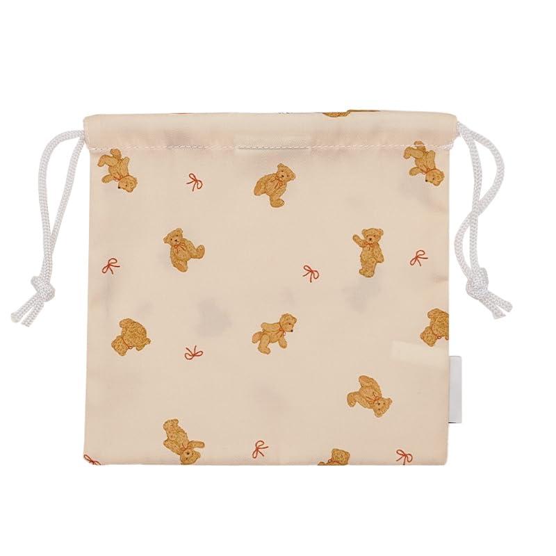 [Repipi Armario] Lunch Bag Drawstring Pouch for Girls Kids One Size D: Off-White (Bear)