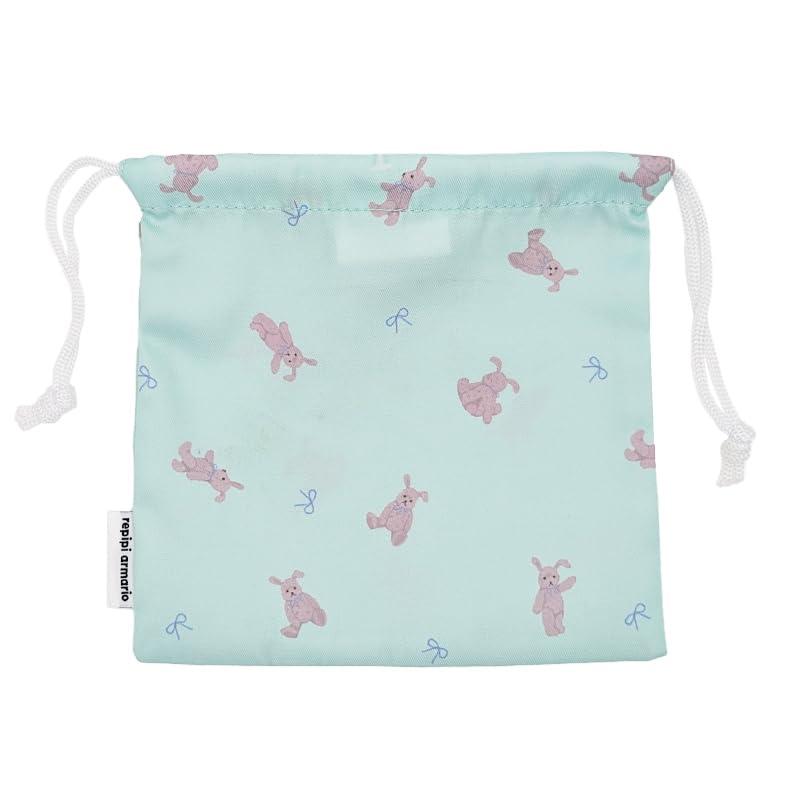 [Repipi Armario] Lunch Bag Drawstring Pouch for Girls Kids One Size Fits All G: Mint (Rabbit)