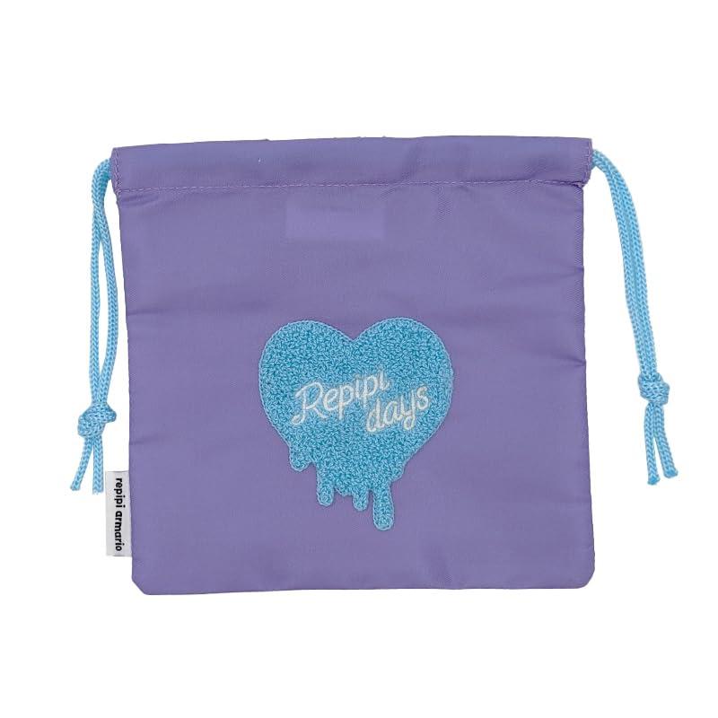 [Repipi Armario] Lunch Bag Drawstring Pouch for Girls Kids One Size Fits All J: Purple (Heart)