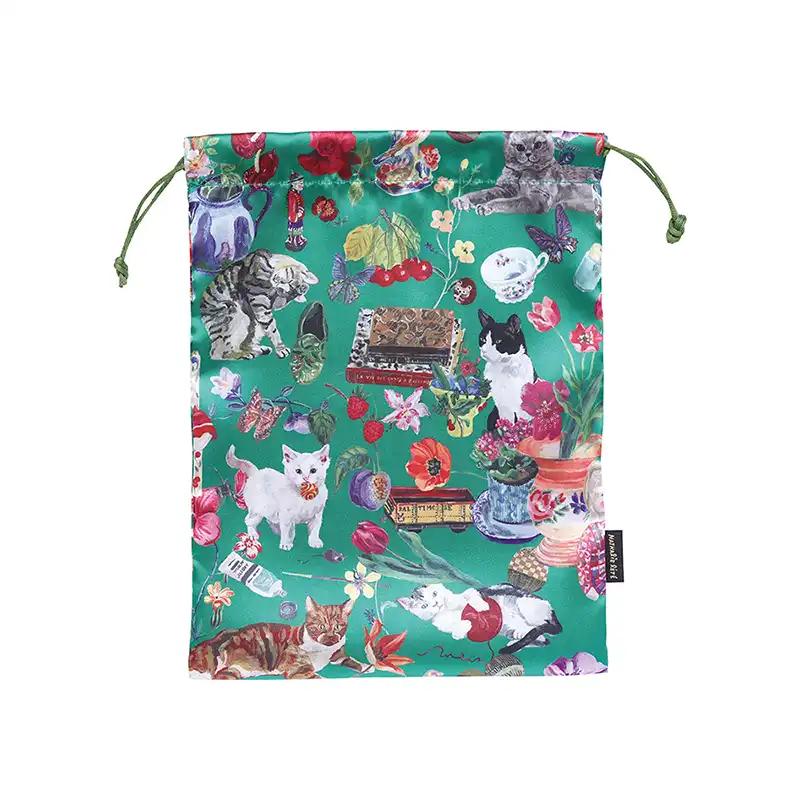 Nathalie Lete Nathalie Lete Satin drawstring pouch Cats/511152