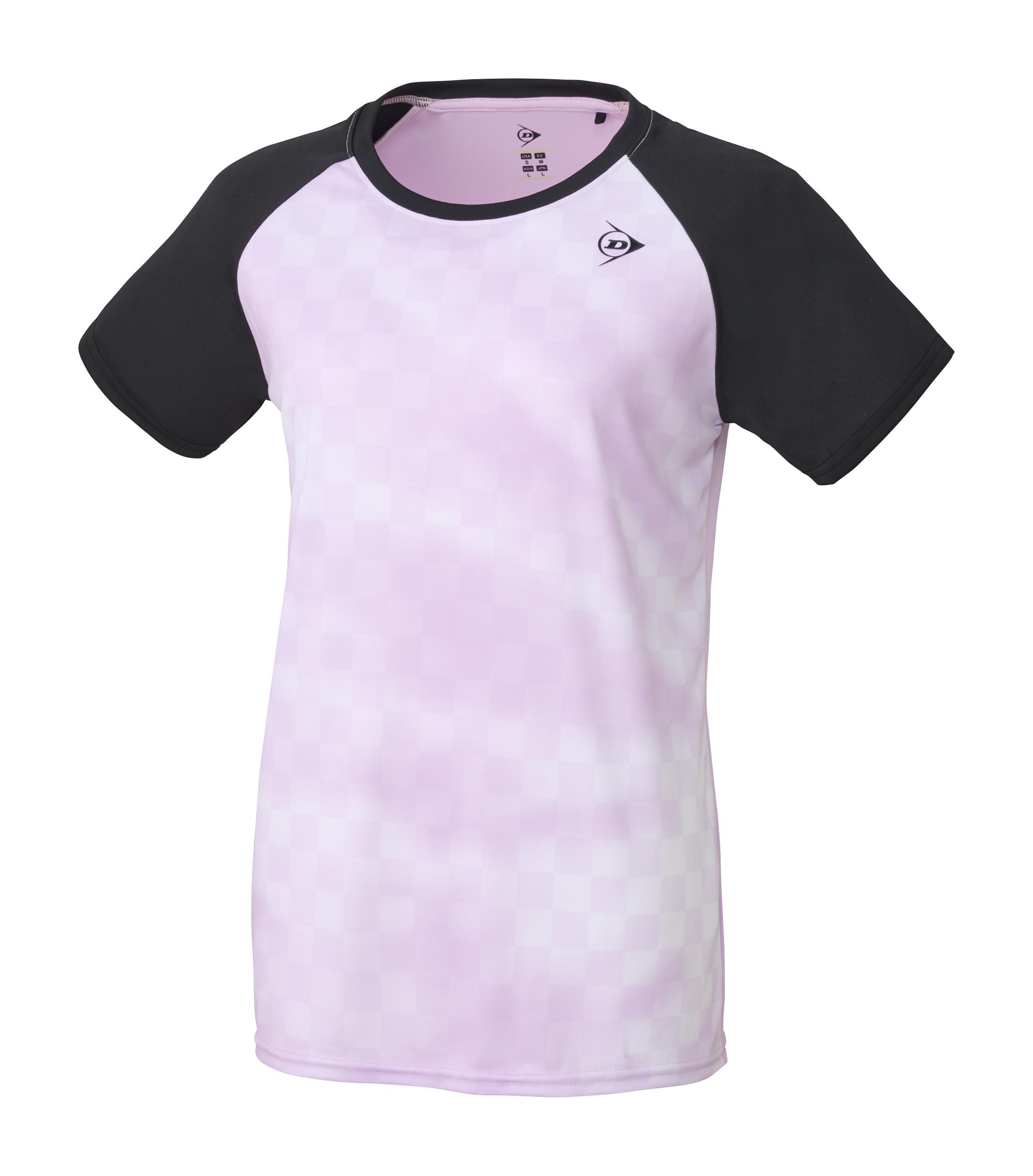 [Dunlop] Tennis Wear Badminton Short-Sleeve Game Shirt Women's Moisture-Wicking Quick-Dry UV Protection DAP1420W 2024SS Light Pink L