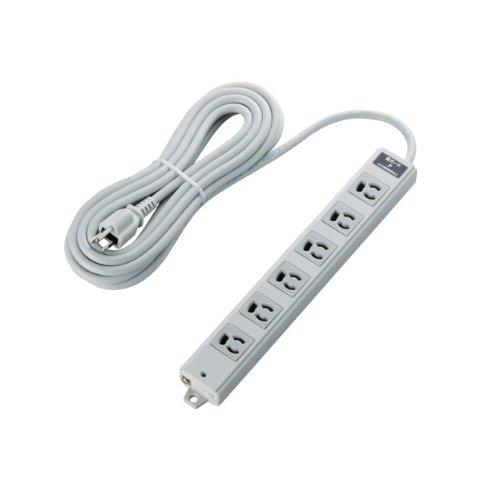 ELECOM Power Strip with Surge Protector, Locking Outlets, 6 Outlets, 3P Plug, Magnetic, 5m, Gray T-WRMK3650LG/RS