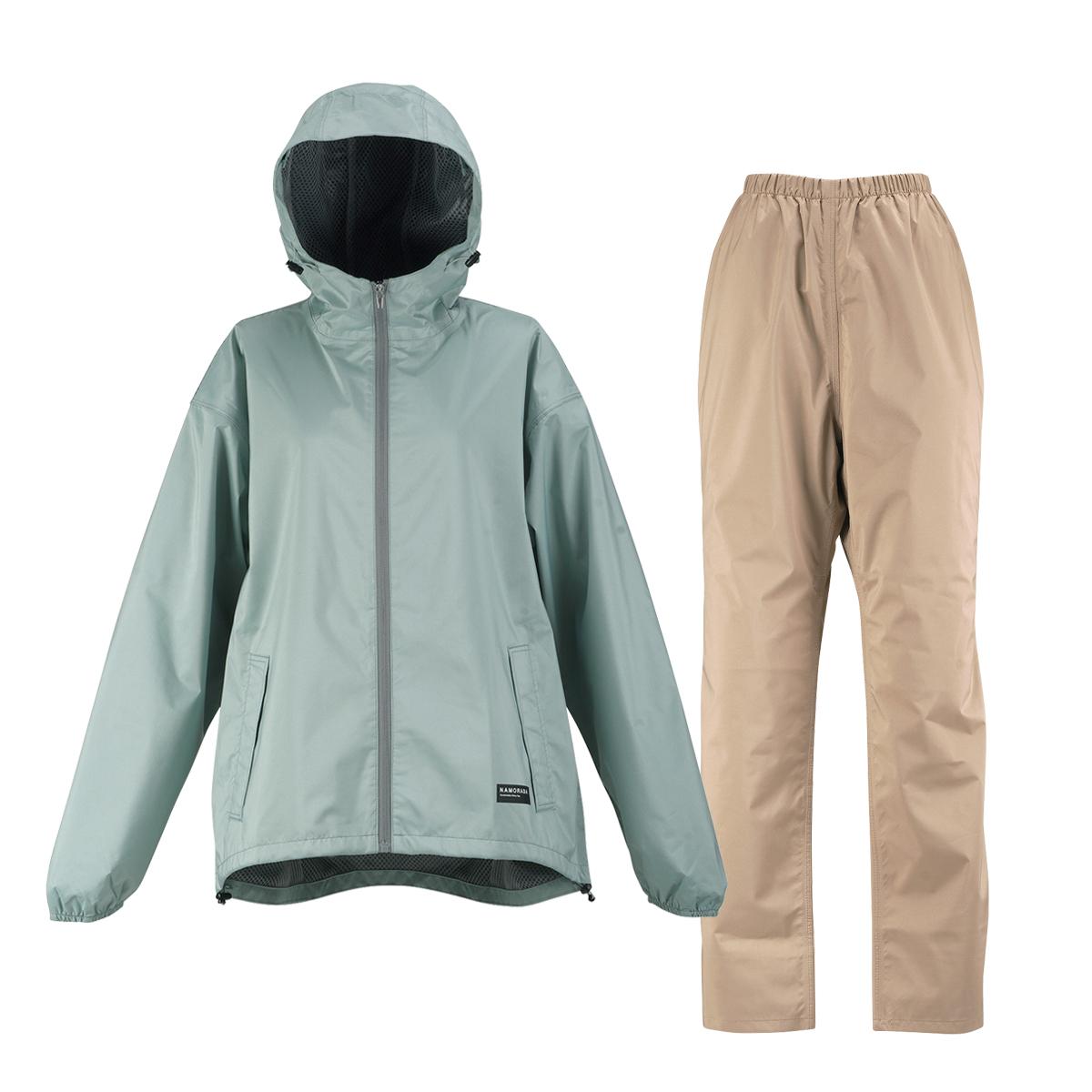 [Namorada] Rain Suit Ladies Rain Suit Feminine III Top and Bottom Set Fully Lined Mesh Ladies Green S