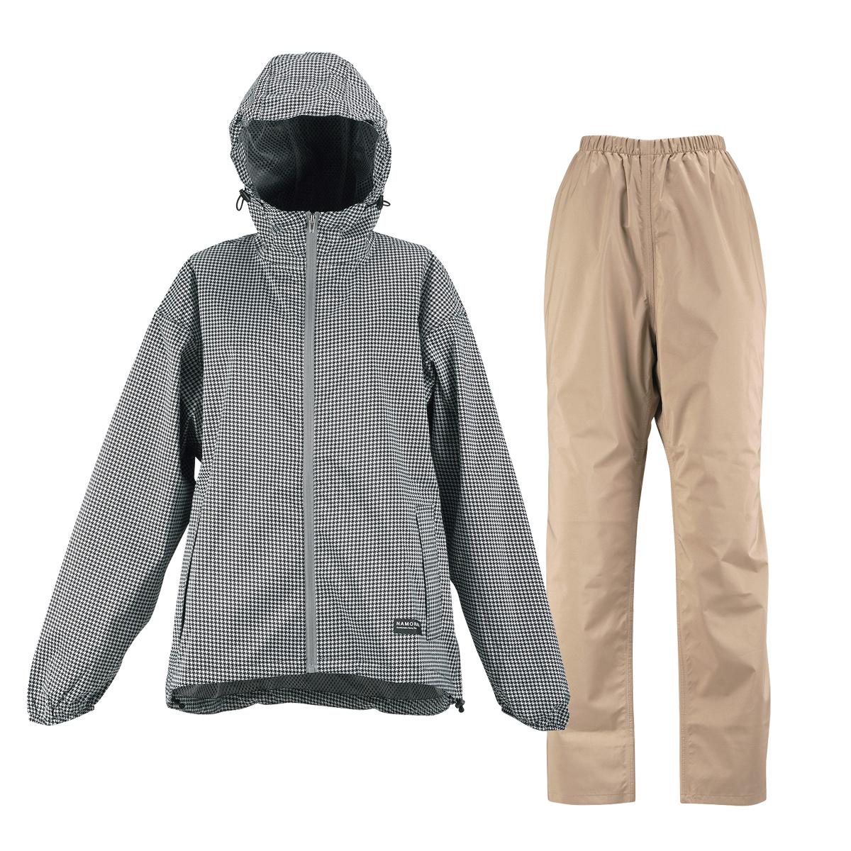 [Namorada] Rain Suit Ladies Rain Suit Feminine III Top and Bottom Set Fully Lined Mesh Ladies Checkered M