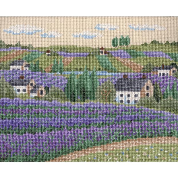 Olympus Silk Cross Stitch Embroidery Kit Flower Garden Blooming Landscape Lavender Field Beige 7311