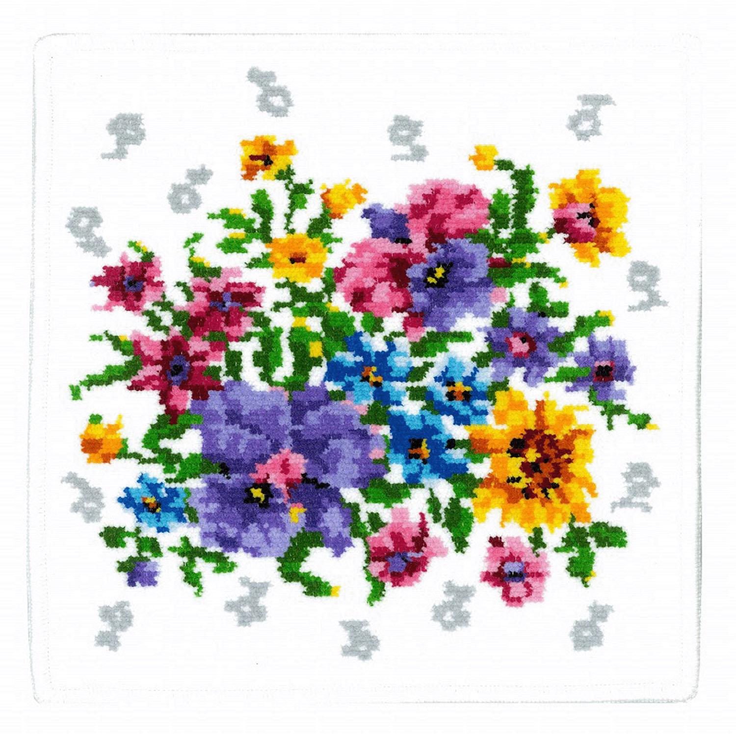 Lake Ulster Bouquet Chenille Weave Handkerchief 25×10 White